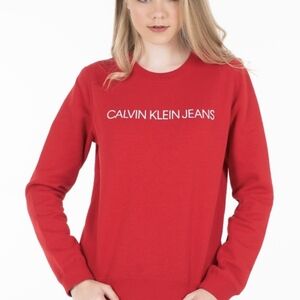 Calvin Klein Jeans Bold Red Crew Neck Sweater